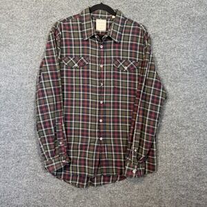 Billy Reid Shirt Mens XL Green Plaid Button Down Soft Double Pocket Standard Cut